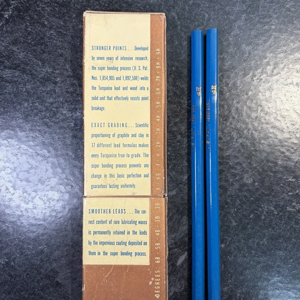 1930s Eagle Turquoise Chemi Sealed Super Bonded‎ Drawing Pencils 7H 6H 4H
